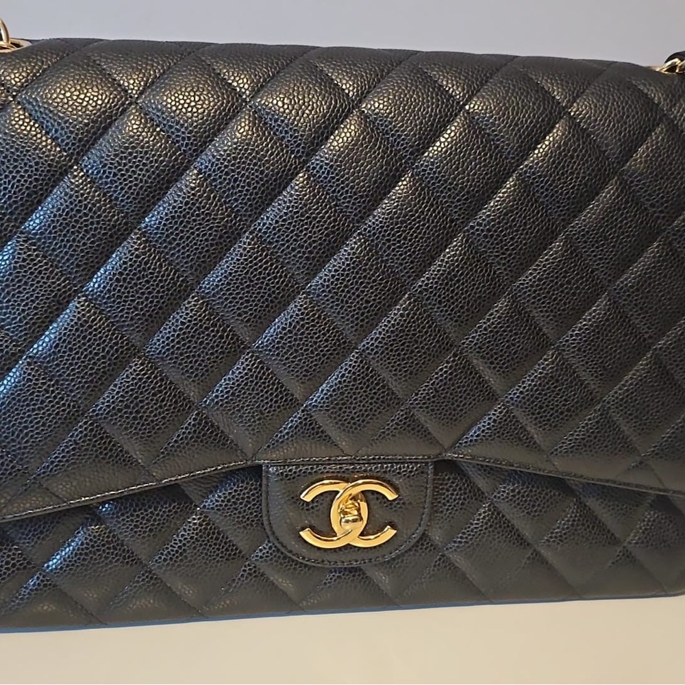 Chanel Black Quilted Shoulder Bag with Gold Accents